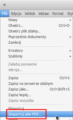 Zapis CV do PDF w LibreOffice Writter 1z2